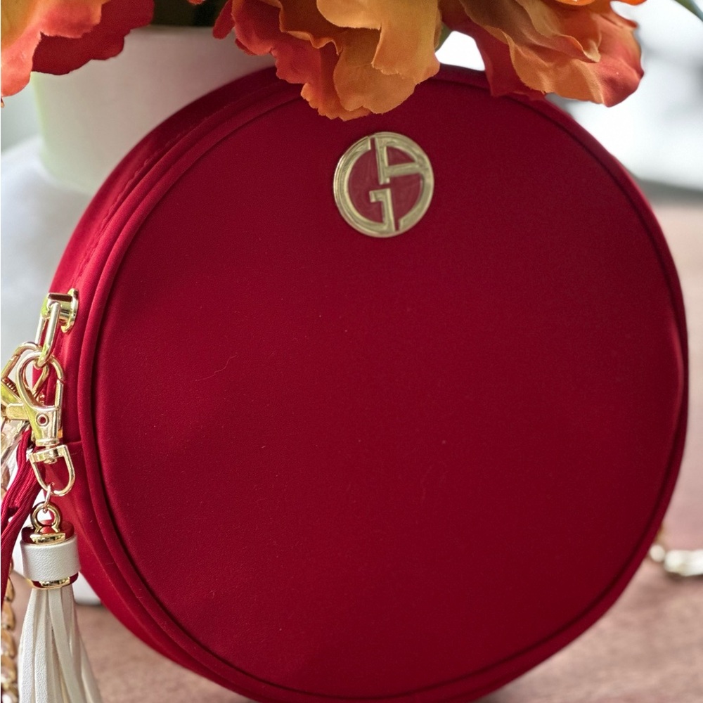 New Givenchy Beauty Red Round Cannister Cosmetic Bag Upcycled GWP - Picture 3 of 5